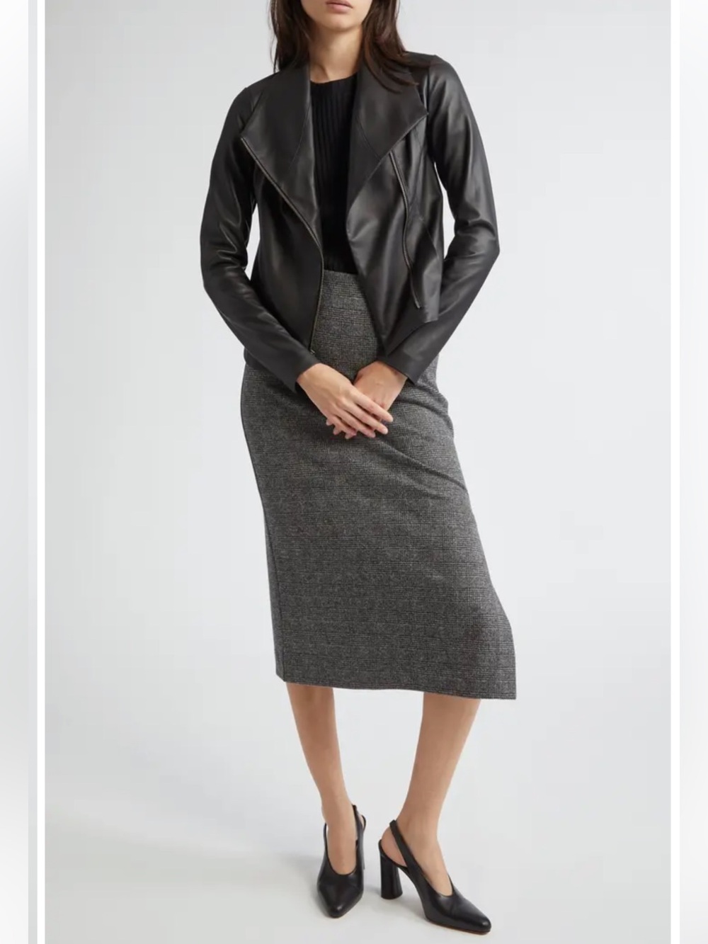 Vince Grey Prince Of Wales Checked Cotton-Blend Midi Skirt, size 4 - Picture 3 of 16